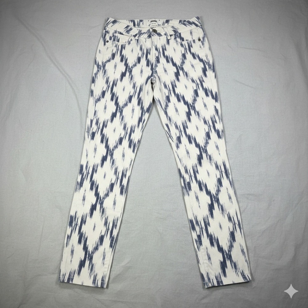 PAIGE Verdugo Ultra Skinny Jeans Womens 27 Ikat Print Blue White Made in USA